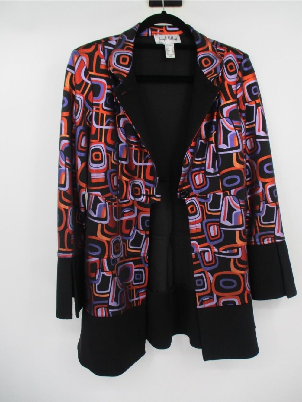 Joseph Ribkoff Womens Jacket 6 Metallic Geometric Blazer Purple Red Button